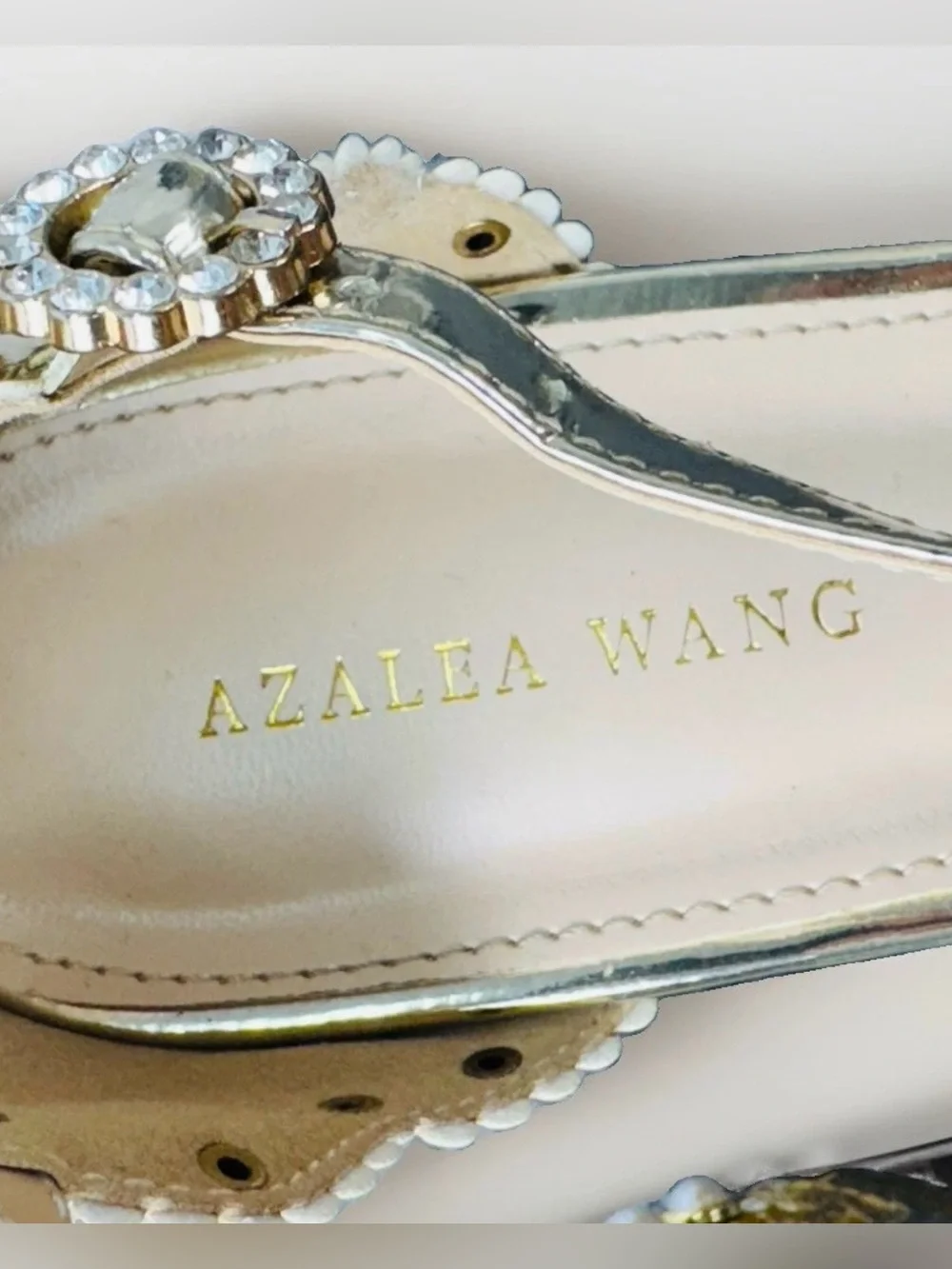 Azalea Wang Cici Yellow Gold Jeweled Baroque Platform Heels